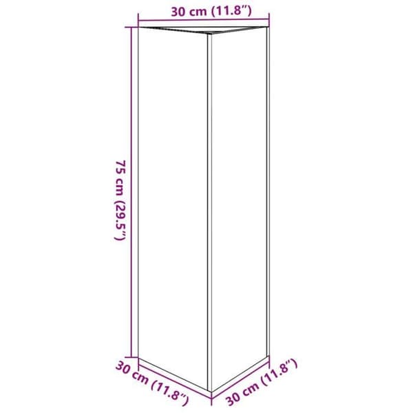 vidaXL Triangulär vit kruka 30x26x75 cm stål 851145