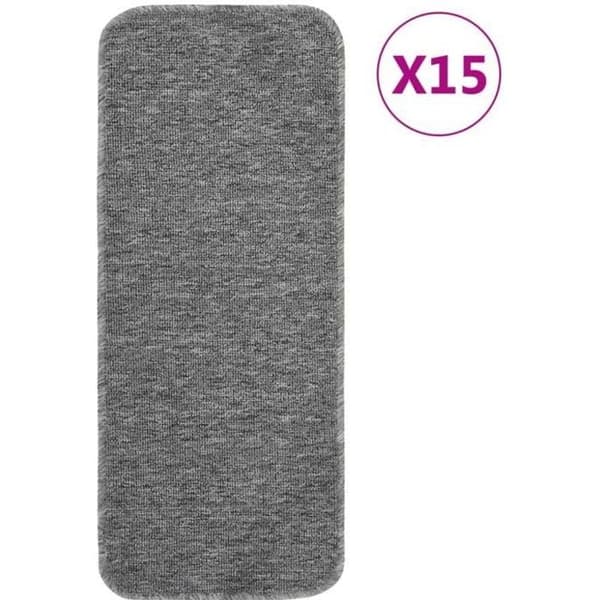 vidaXL Halkfria trappsteg 15 st 60x25cm Grå rektangulär