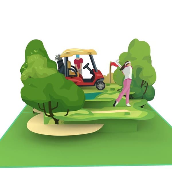 Pop-Up-kort - DDD-088 - 3D-presentkort - Födelsedag - Golfare - Överraskning