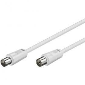 Antennkabel hane-hona 75 ohm vit, 10,0m