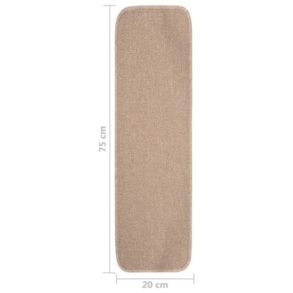 vidaXL Halkfria trappmattor 15 st 75x20cm Beige rektangulär