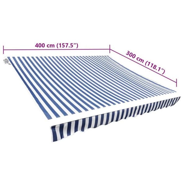vidaXL Markistak Canvas Blå och Vit 4x3 m (Ram ingår ej) 141011