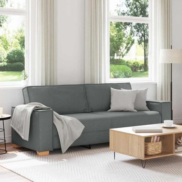 Soffa 3 platser - Mörkgrå - Tyg 100% polyester - Modern design - Mjuk komfort