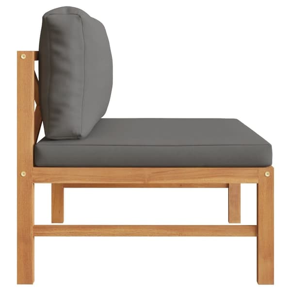 vidaXL Mittsoffa med mörkgrå kuddar i massiv teak