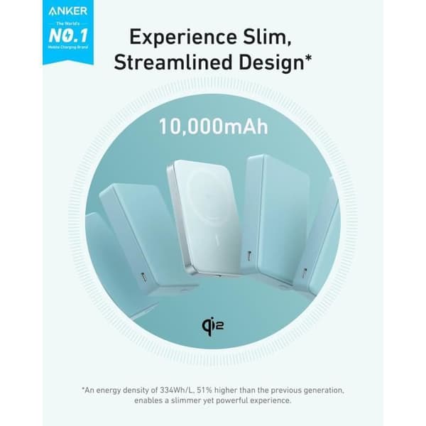 Anker MagGo Extern Batteri 10K, Slim Extern Batteri Magnetisk