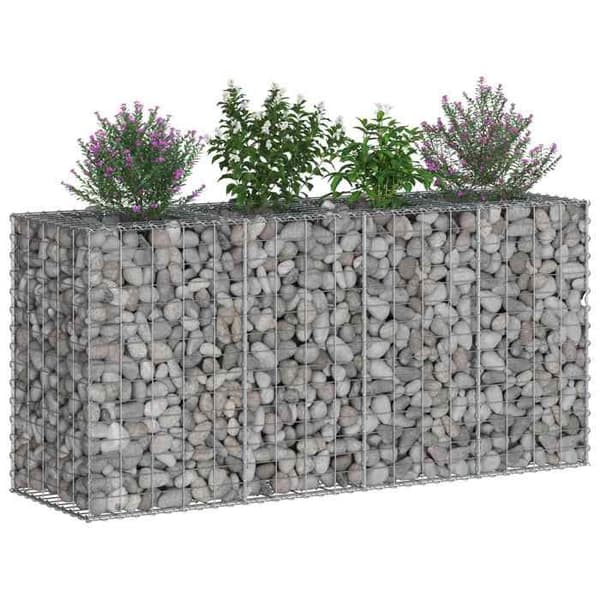 vidaXL Hög säng gabion Silver 42033329