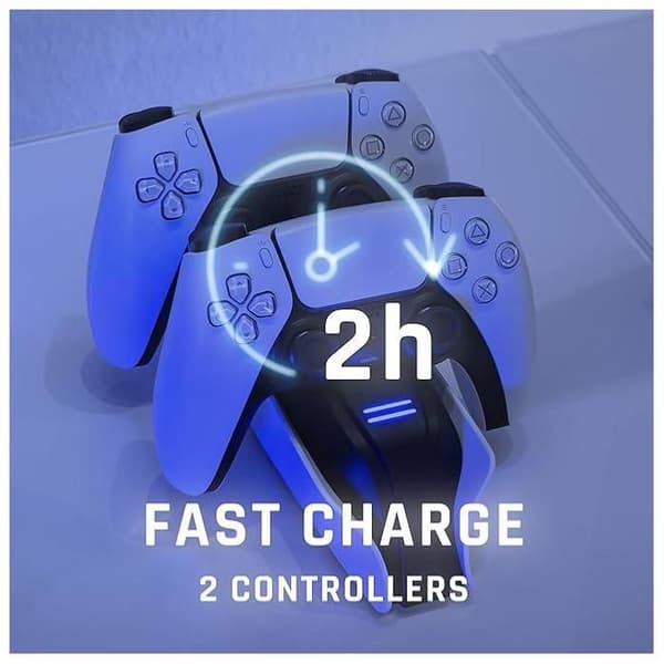 Laddningsstation - SNAKEBYTE - TWIN CHARGE 5 - Vit - Laddare för 2 kontroller - USB Typ C