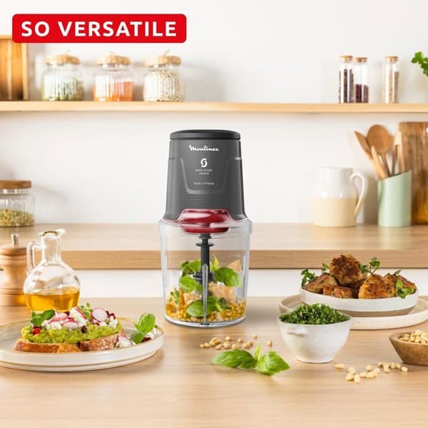 Moulinex Easy Press AT740HF1 — Elektrisk köttkvarn 600W, 500ml, 4 blad, Safe Start