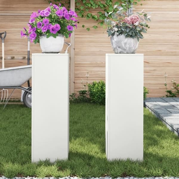 Stöd för växter Pelare 2 st Vit 24x24x75 cm Stål