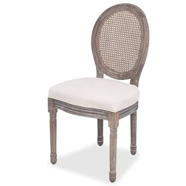 Matstolar - vidaXL - Kräm - Linnetyg - Set med 2 - Modern stil
