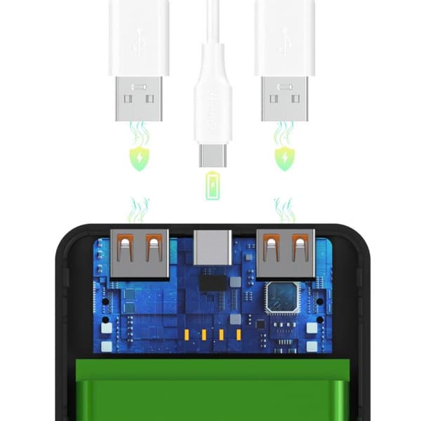 Extern batteri Wpower WPBBK-2 10 000 mAh USB-A USB-C - svart
