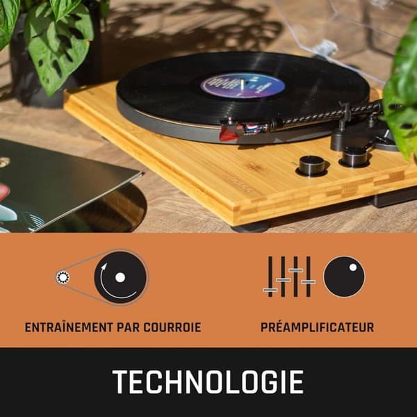 LENCO LBT-335BA - Vinylspelare med Bluetooth® och Ortofon 2M Red pickup - Bambu