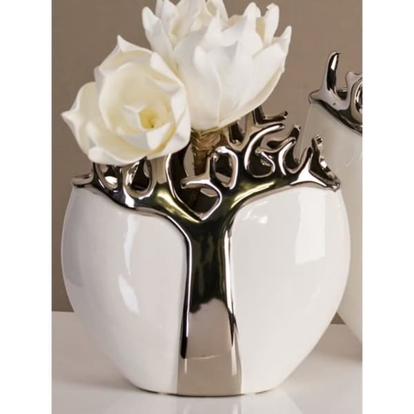 Vas - Casablanca - Träd - Vit/Silver - Keramik - Nutida Design 21 cm
