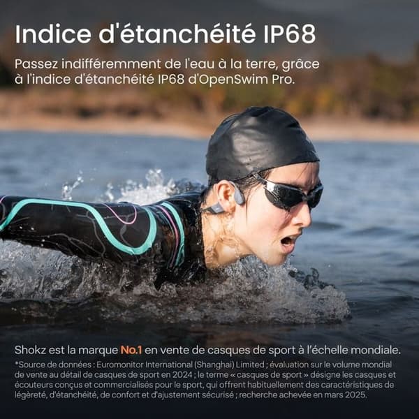 Shokz hörlurar BENBONE OPENSWIM PRO GRÅ TRÅDLÖS LADDNING