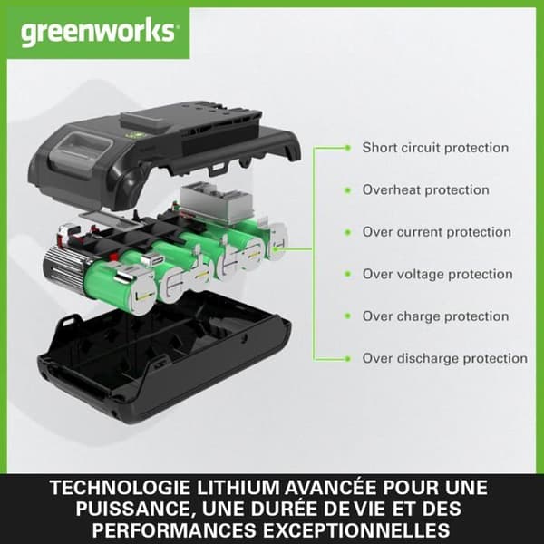 Batteri - Greenworks - 2940407 - Litiumjon - 770g - 8,5x6,5x16cm