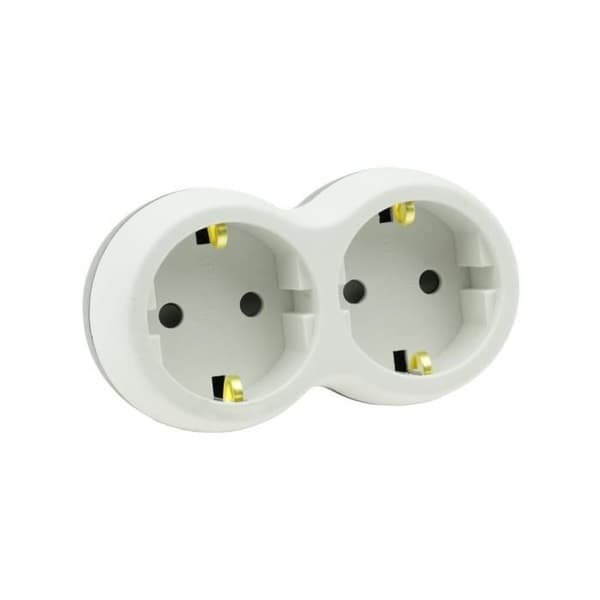 Dubbel multiprise SCHUKO Vit PLASTROL