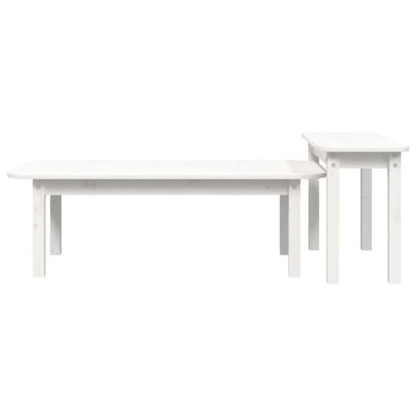 vidaXL Soffbordsset 2 st Vit massiv furu 822363