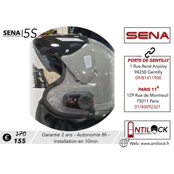 Intercom - Sena - 5S-10 - Bluetooth - HD-högtalare - USB uppladdningsbar