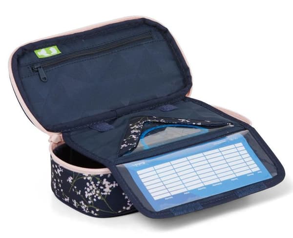 Pennfodral - SATCH - Schlamperbox - Svart/Rosé - Blomsterdesign - 100% polyester