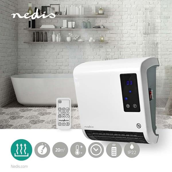 Nedis HTBA20WT Keramisk värmefläkt HTBA20WT 20 m² vit, grå