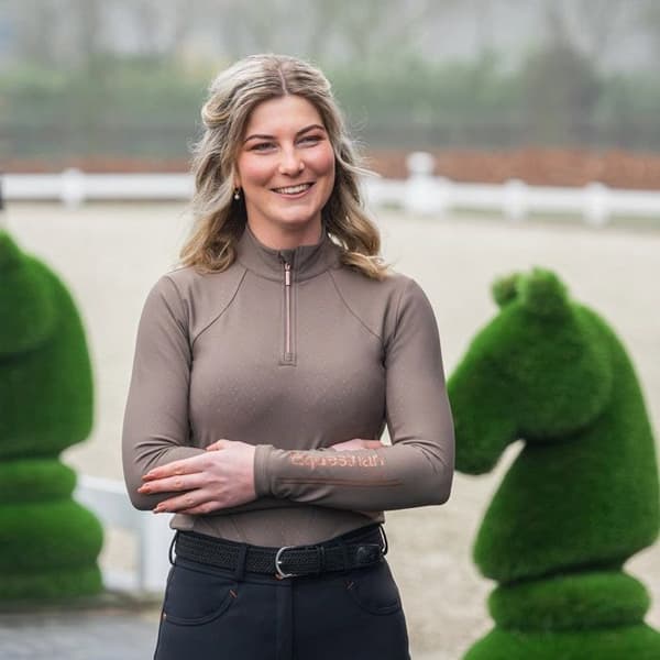 Polo teknik ridning långärmad dam Horka Luxury EP - kaffe