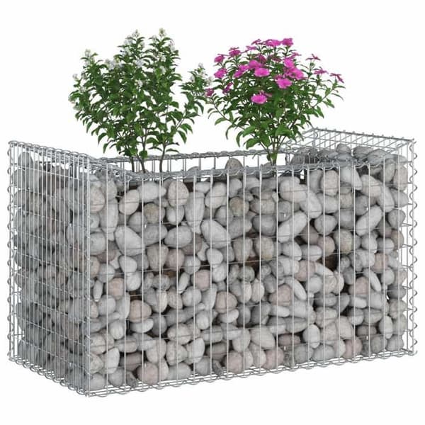 vidaXL Hög säng gabion Silver 42033296