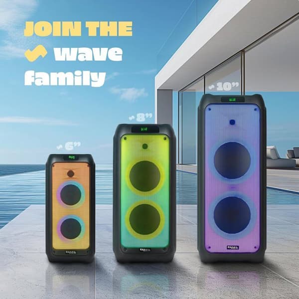 Aktiv högtalare - IBIZA - WAVE6 - 250W - Bluetooth - USB - LED Eld - Svart