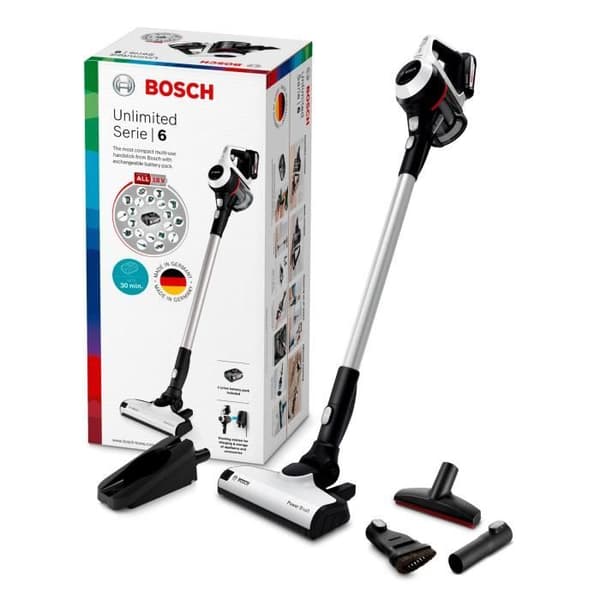 Kvastdammsugare - Bosch - BCS611AM - Multifunktion - Vit - Uppladdningsbara batterier