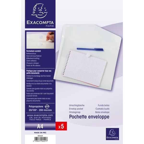 Polypropenkuvert - EXACOMPTA - A4 - Transparent - Pack 10x5 (50)