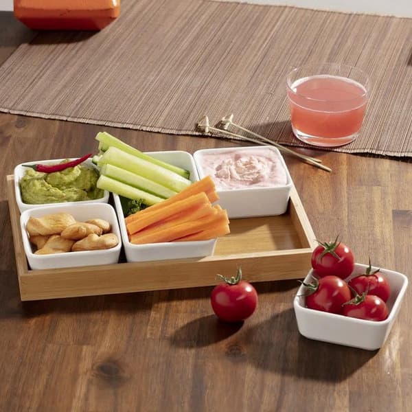 Set aperitif 6 delar "Bambou" 28cm naturlig