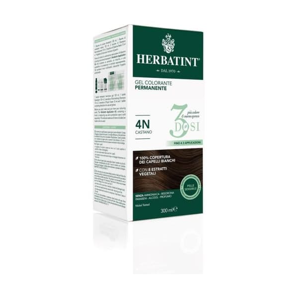 Herbatint permanent gel hårfärg - 3 doser - Brun 4N