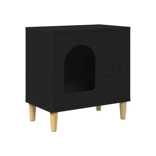 Modern kattkoja - vidaXL - 51x30x52 cm - Svart - Ingenjörsträ - Rektangulär design - Montering krävs