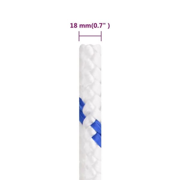 152311 vidaXL Båtrep Vitt 18 mm 25 m Polypropylen