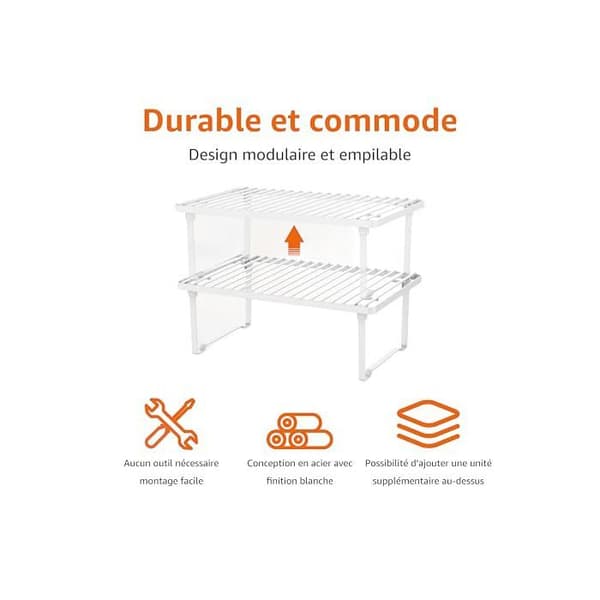 Förvaringshyllor - Amazon Basics - WK810053 - Vit Metall - Stapelbara - Hållbara