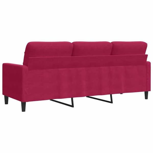 vidaXL 3-sitssoffa Bordeaux 180 cm Sammet 4007638