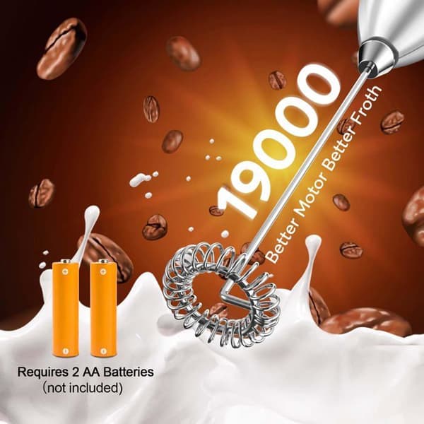Mjölkskummare - POWSAF - MF-01 - Rostfritt stål - Batteridriven - Grå