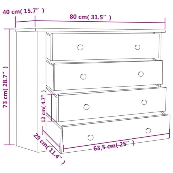 vidaXL Sidoskåp Vit 80x40x73 cm Furu Panama Sortiment