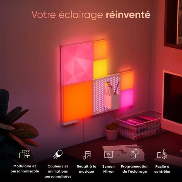 Extensionskit - NANOLEAF - Block - 2 Texturerade Rutor - Färggilt LED-belysning - 3D-design