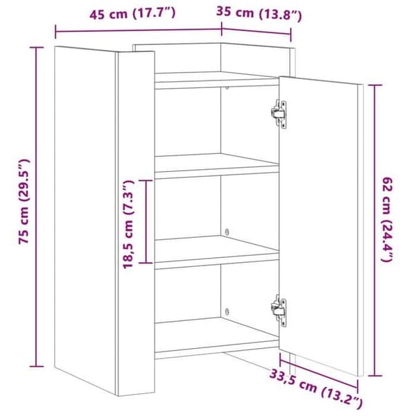 vidaXL Buffé vit 45x35x75 cm ingenjörsträ 848395
