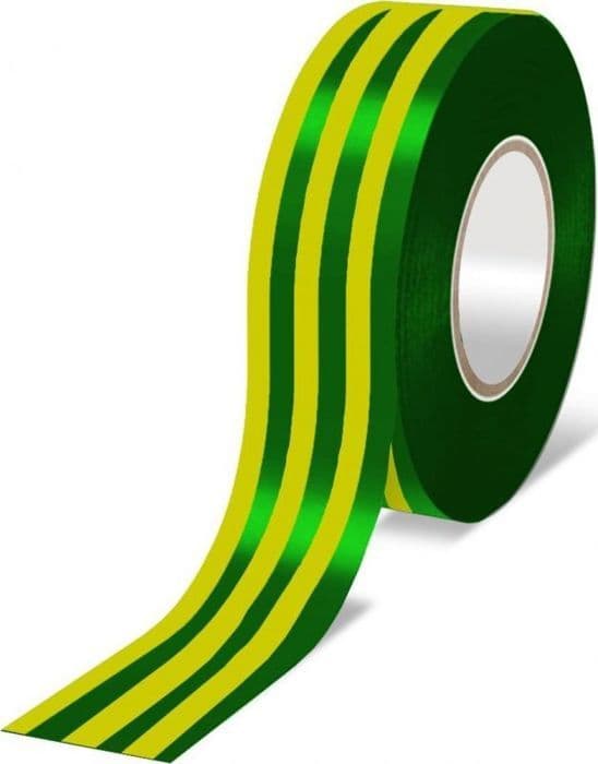 Elastisk elektrisk tejp - Dedra - 12VTE1933 - PVC gul-grön - 19mm - 33m