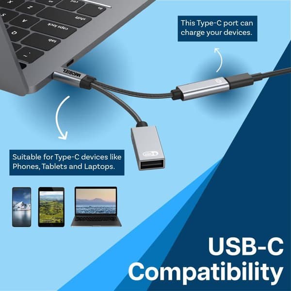 Reseadapter - universell kontakt - reseadapter för Mmobiel - USB-C till USB-C-A adapter - Grå