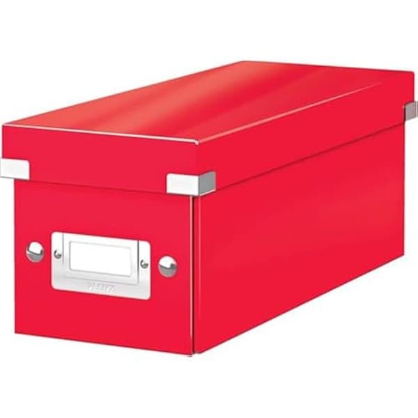 Förvaringslåda - LEITZ - L: Förvaringsbox C&S WOW CD - Röd - Fällbar - Etikettfäste