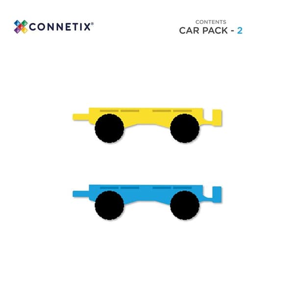 Magnetiska Plattor - CONNETIX - Bilpaket - 2 Delar - Gummihjul - Unik Design
