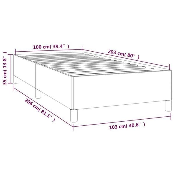 vidaXL Sängram ljusgrå 100x203 cm sammet 347351