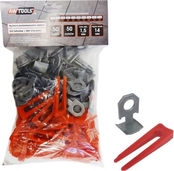 Kakelsystem - Awtools - AW30363 - 50 stycken + klipp - Tjocklek 7 mm - Inomhus