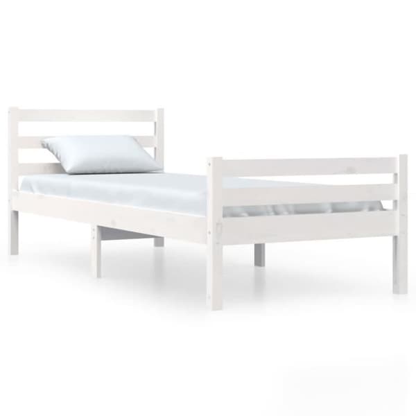 vidaXL Sängram Vit Massivt Trä 100x200 cm 814810