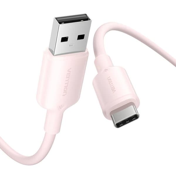 USB-C-kabel - VENTION - CTQPH 2M - 3A - Rosa - Laddning och datatransfer