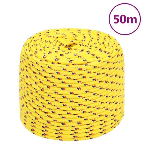 152603 vidaXL Båtrep Gult 6 mm 50 m Polypropylen