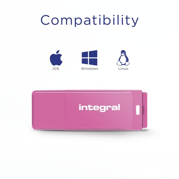 Inbyggd USB Neon 32GB Rosa