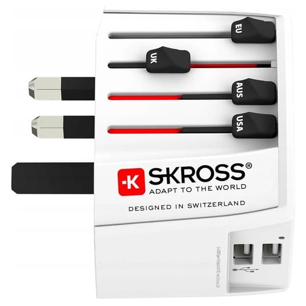 Strömadapter - SKROSS - MUV USB - 2 USB-portar - 2100 mA - Reseadapter